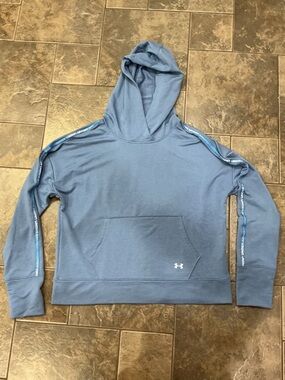 🥵 Under Armour Dusty Blue Cropped Pullover Hoodie with Logo Tape